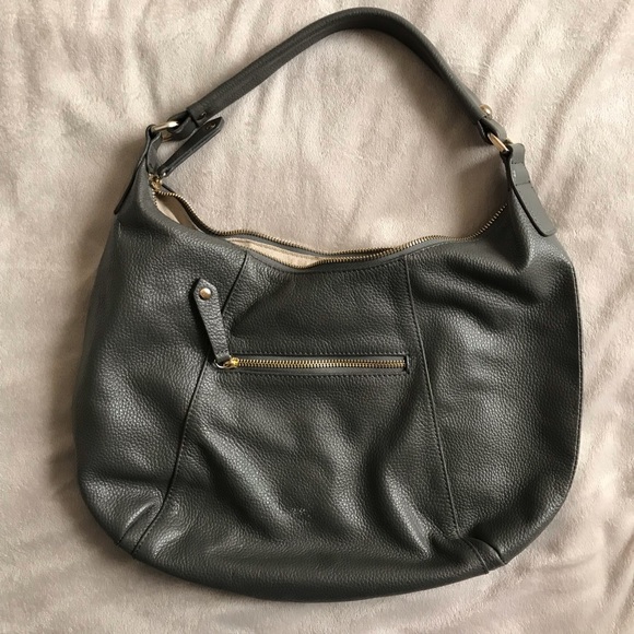 Gray leather shoulder purse - Picture 2 of 6